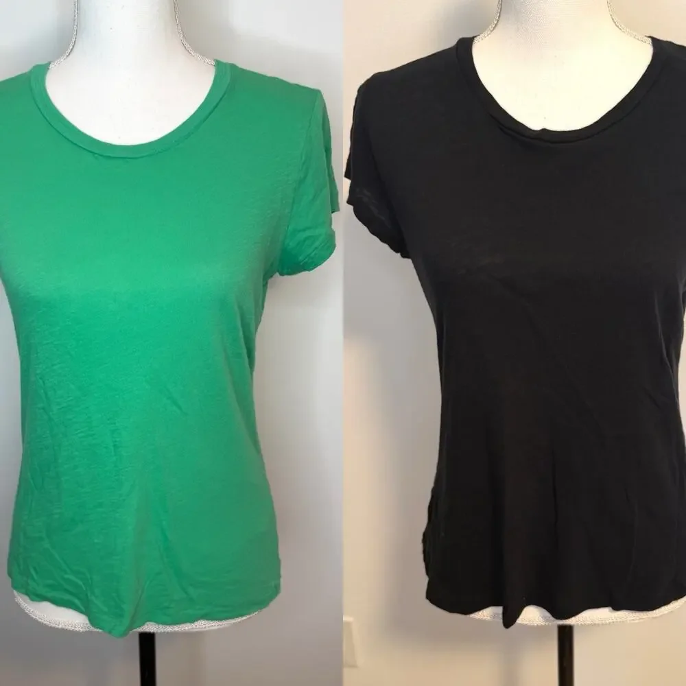 J. Crew Vintage Cotton Baby Tee Crew Neckline T Shirt Bundle Green Black Medium
